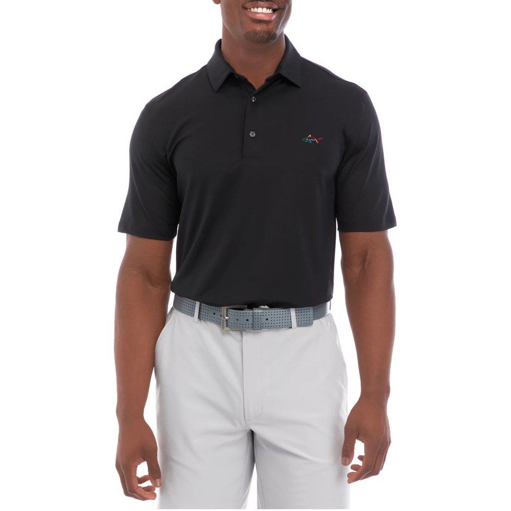 Greg Norman for Tasso Elba Five Iron Play Dry Black Polo Shirt XL $49